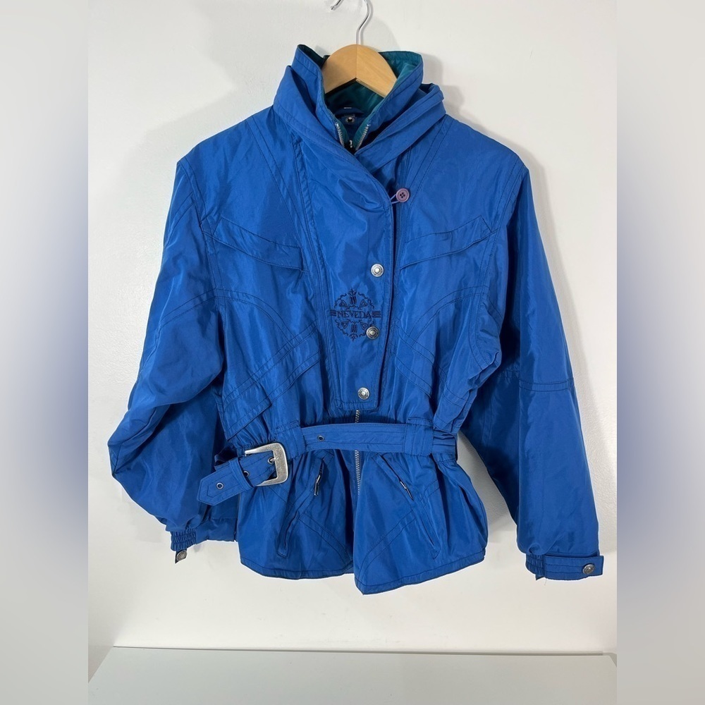 Vintage 90s Nevada Womens Size 6 Blue Jacket Full Zip Buckle